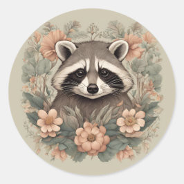 Niedliches Cottage-Raccoon Runder Aufkleber
