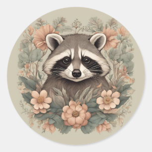 Niedliches Cottage-Raccoon Runder Aufkleber