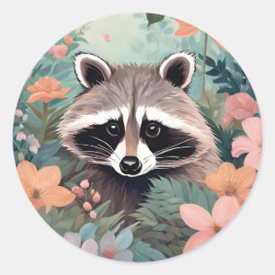 Niedliches Cottage-Raccoon Runder Aufkleber