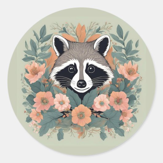 Niedliches Cottage-Raccoon Runder Aufkleber (Vorderseite)