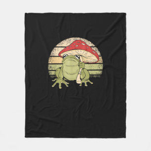Niedliches Cottagecore-Frosch-Pilz-Goblincore-Kröt Fleecedecke