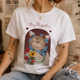 Niedliches Cottagecore-Kätzchen mit Blumen: Bleib T-Shirt