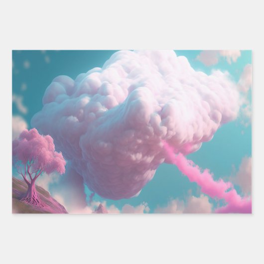 Niedliches Cotton Candy Clouds Wrapping Paper Set Geschenkpapier Set (Vorderseite 2)
