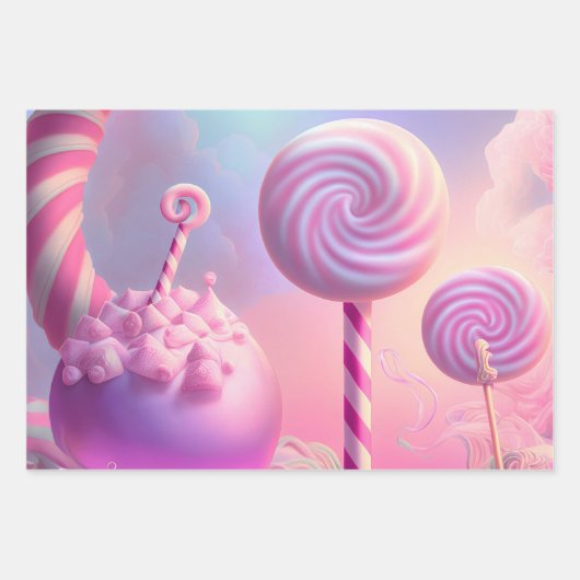 Niedliches Cotton Candy Clouds Wrapping Paper Set Geschenkpapier Set (Vorderseite)