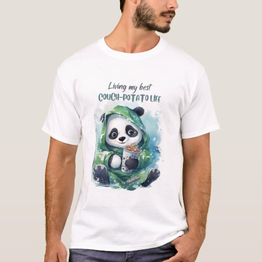 Niedliches Couch Potato Panda Funny T - Shirt (Vorderseite)