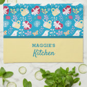 Niedliches Country Blue Retro Teakup Herzengeburtm Geschirrtuch (Gefaltet)