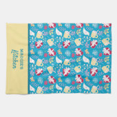 Niedliches Country Blue Retro Teakup Herzengeburtm Geschirrtuch (Horizontal)