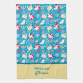 Niedliches Country Blue Retro Teakup Herzengeburtm Geschirrtuch (Vertikal)