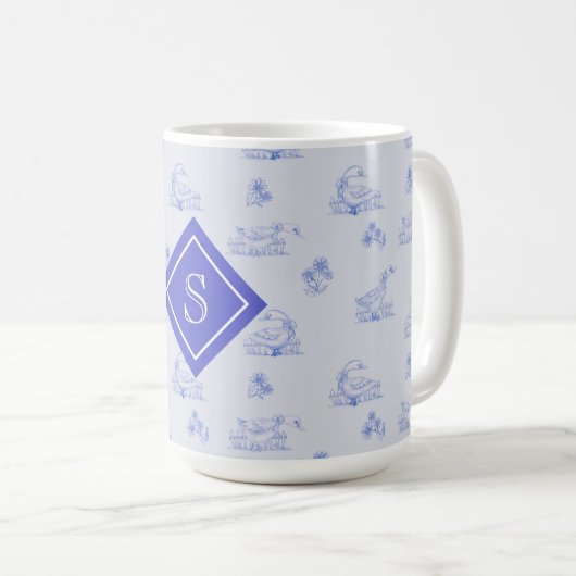 Niedliches Country Gänse Toile Muster Kaffeetasse (VorderseiteRechts)