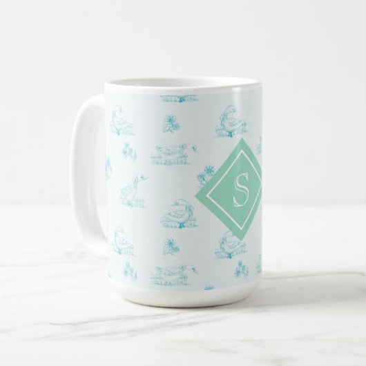 Niedliches Country Gänse Toile Muster Kaffeetasse (Vorderseite Links)