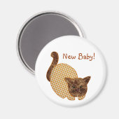 Niedliches Country Style Gelbe Katze New Baby Magnet (Vorderseite/Rückseite)