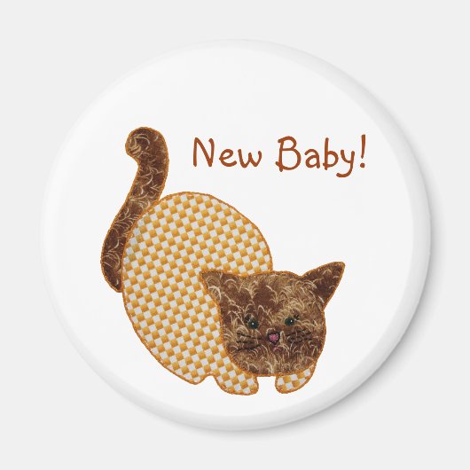 Niedliches Country Style Gelbe Katze New Baby Magnet (Vorne)