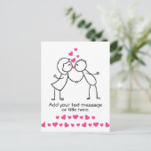 Niedliches Coupé Küssen Text hinzufügen Postkarte (Stehend Vorderseite)