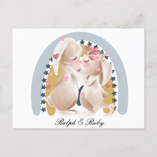 Niedliches Couple Bunny Rainbow hat ihm ihr Gesche Postkarte