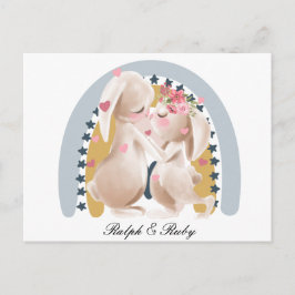 Niedliches Couple Bunny Rainbow hat ihm ihr Gesche Postkarte