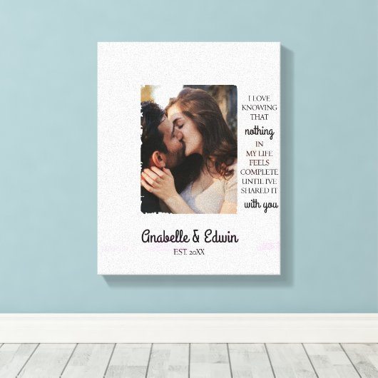 Niedliches Couple Custom Foto Leinwanddruck (Insitu (Holzboden))