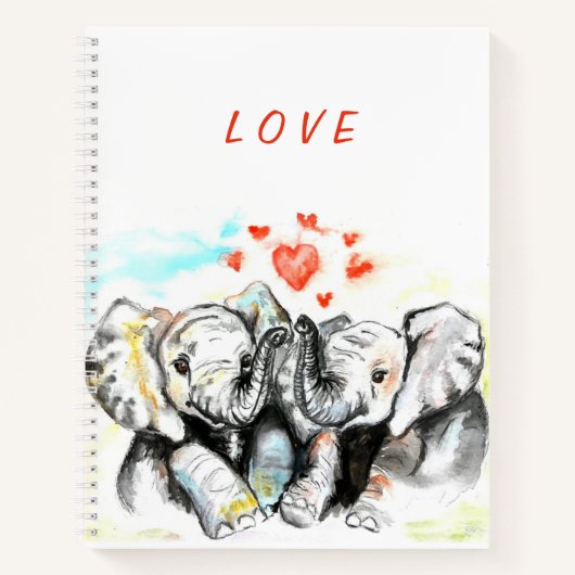 Niedliches Couple Elephant Notebook Notizblock (Vorderseite)