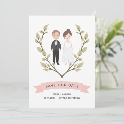 Niedliches Couple-Portrait Moderne Save the Date-K (Stehend Vorderseite)