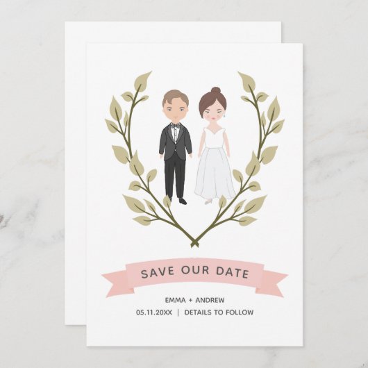 Niedliches Couple-Portrait Moderne Save the Date-K (Vorne/Hinten)