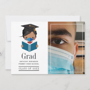 Niedliches Covid-19 Boy Abschluss Foto Ankündigung