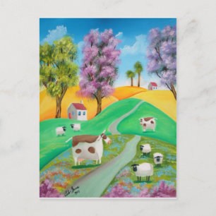 NIEDLICHES COW SHEEP FOLGEMARKEN POSTKARTE