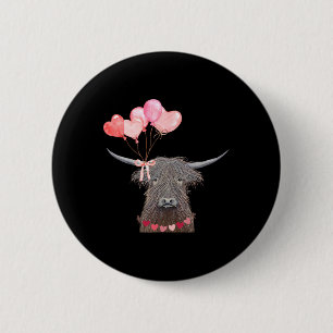 Niedliches Cow Valentine Tagesdesign mit Herzloone Button
