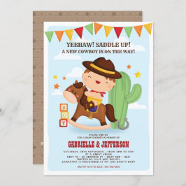 Niedliches Cowboy Baby Shower Thema Einladung