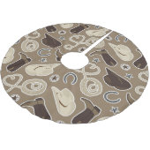 Niedliches Cowboy-Thema-Muster Brown Polyester Weihnachtsbaumdecke (Schrägansicht)
