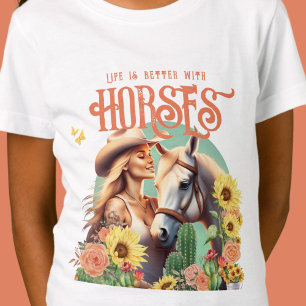 Niedliches Cowgirl für benutzerdefinierten Text T-Shirt