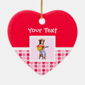 Niedliches Cowgirl mit Gitarre Keramikornament (Hinten)