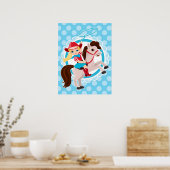 Niedliches Cowgirl on Horse - Rodeo Blonde Poster (Küche)