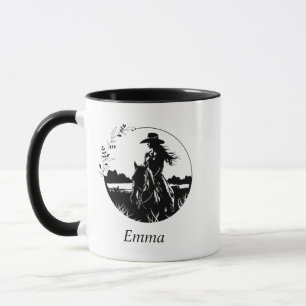 Niedliches Cowgirl Pferd in Country, Western, Schw Tasse