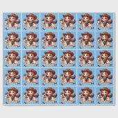 Niedliches Cowgirl und Pferd Western Geburtstag Geschenkpapier (Flach)