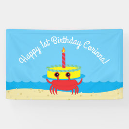 Niedliches Crab Beach 1. Geburtstag Party Banner