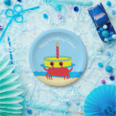 Niedliches Crab Beach 1. Geburtstag Party Pappteller (Party)