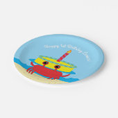 Niedliches Crab Beach 1. Geburtstag Party Pappteller (Schrägansicht)