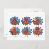 Niedliches Crayon Turkeys Kinder Kunst Postkarte (Vorne/Hinten)