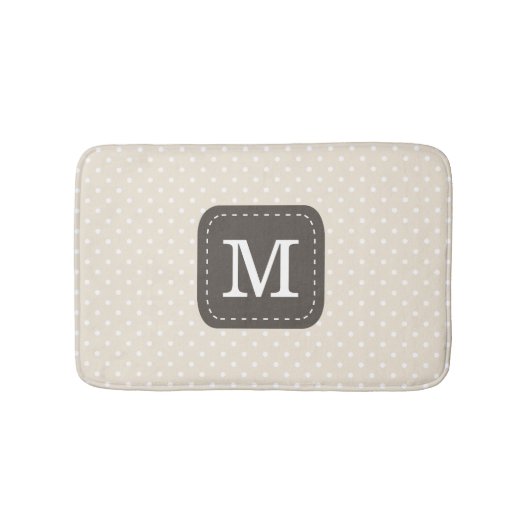 Niedliches Creme Beige Polka Dot Muster Custom Mon Badematte (Vorderseite)
