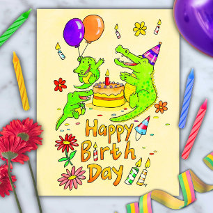 Niedliches Crocodile Happy Geburtstagskarte Postkarte