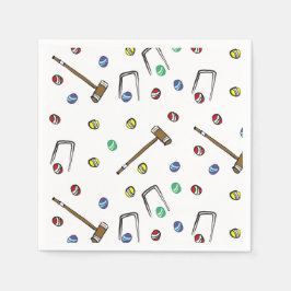 Niedliches Croquet Party HandIllustrierte Rasenspi Serviette