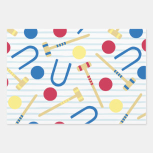 Niedliches Croquet Wrapping Paper Geschenkpapier Set