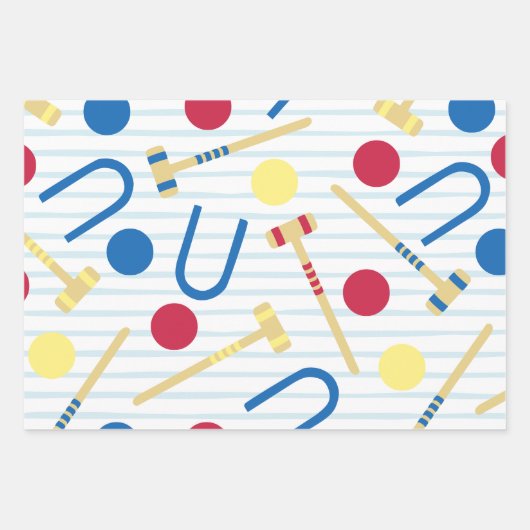 Niedliches Croquet Wrapping Paper Geschenkpapier Set (Vorderseite)