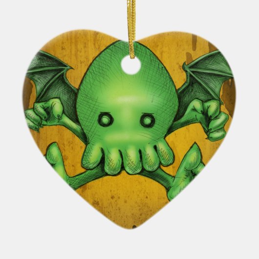 Niedliches Cthulhu Chibi Knien vor mir Keramik Ornament (Vorne)