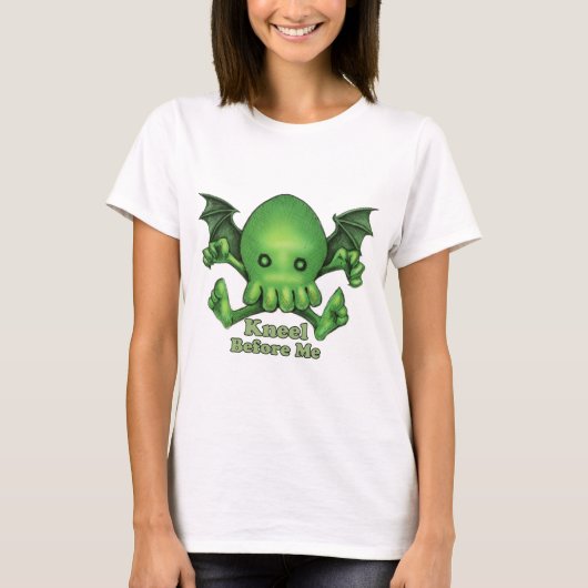 Niedliches Cthulhu Chibi Knien vor mir T-Shirt (Vorderseite)