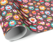 Niedliches Cup Cake-Muster Geschenkpapier (Rolleneckpunkt)