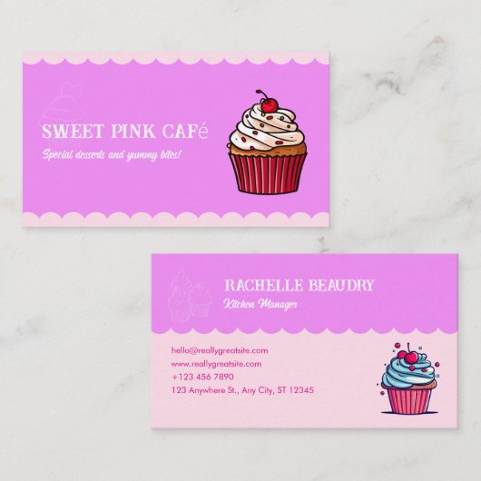 Niedliches Cupcake Bäckerei Süßigkeiten & Fun Kond Visitenkarte (Vorne/Hinten)