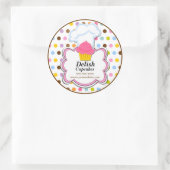 Niedliches Cupcake & Baker's Hat Bakery Box Siegel Runder Aufkleber (Tasche)