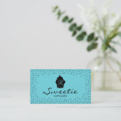 Niedliches Cupcake Logo Sweet Bakery Elegante Aqua Visitenkarte (Stehend Vorderseite)