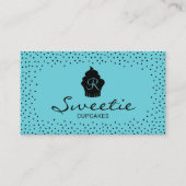 Niedliches Cupcake Logo Sweet Bakery Elegante Aqua Visitenkarte (Vorderseite)