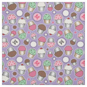 Niedliches Cupcake Monogramm-Muster Stoff (Muster)